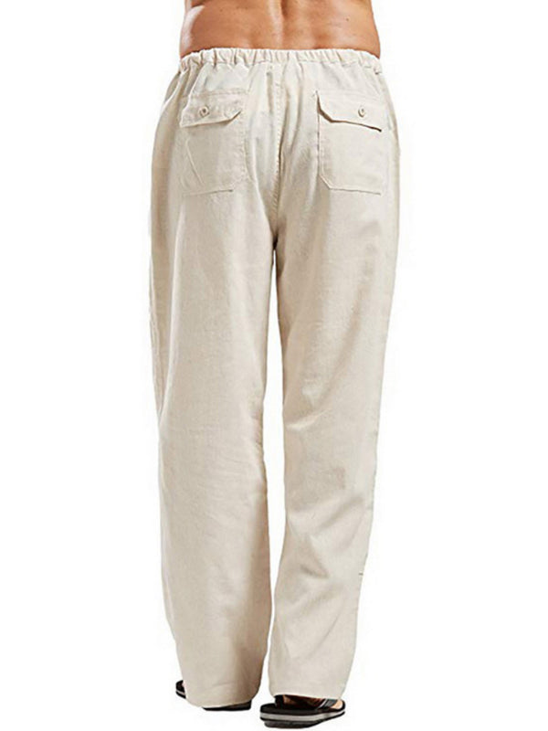 Men’s woven all-match linen casual trousers