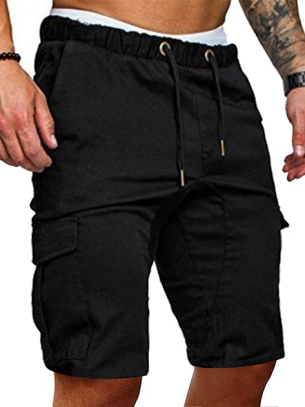 Men’s Woven Casual Cargo Multi-Pocket Shorts - Black / M