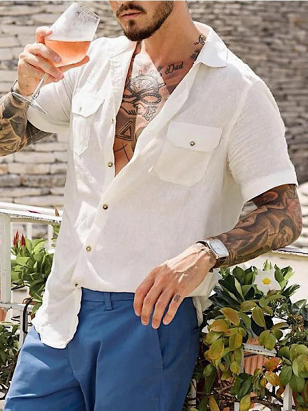 Men’s Woven Casual Two Pocket Short Sleeve Shirt