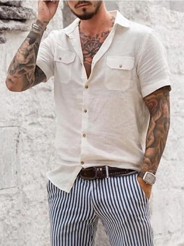 Men’s Woven Casual Two Pocket Short Sleeve Shirt