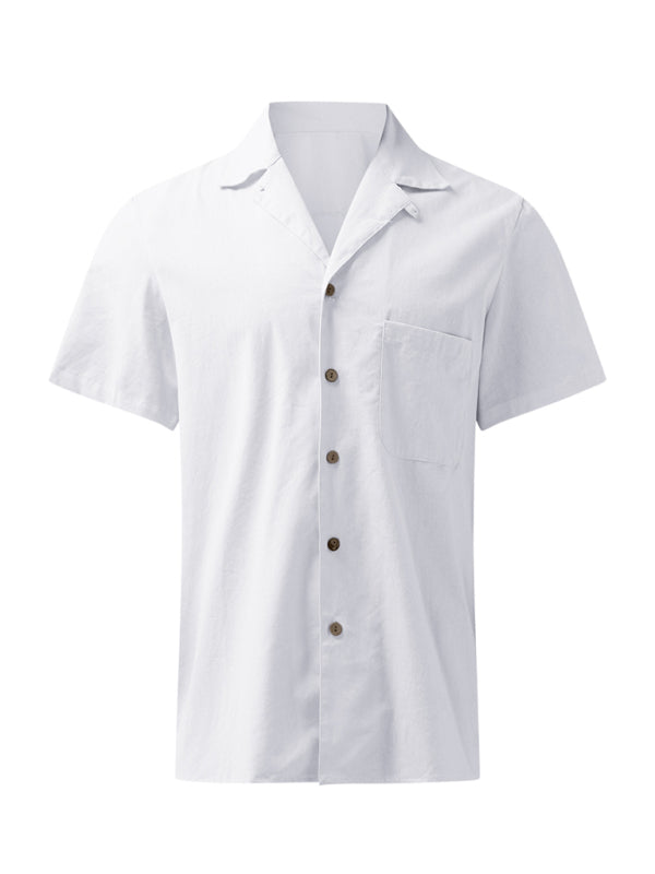 Men’s Woven Linen Loose Lapel Shirt