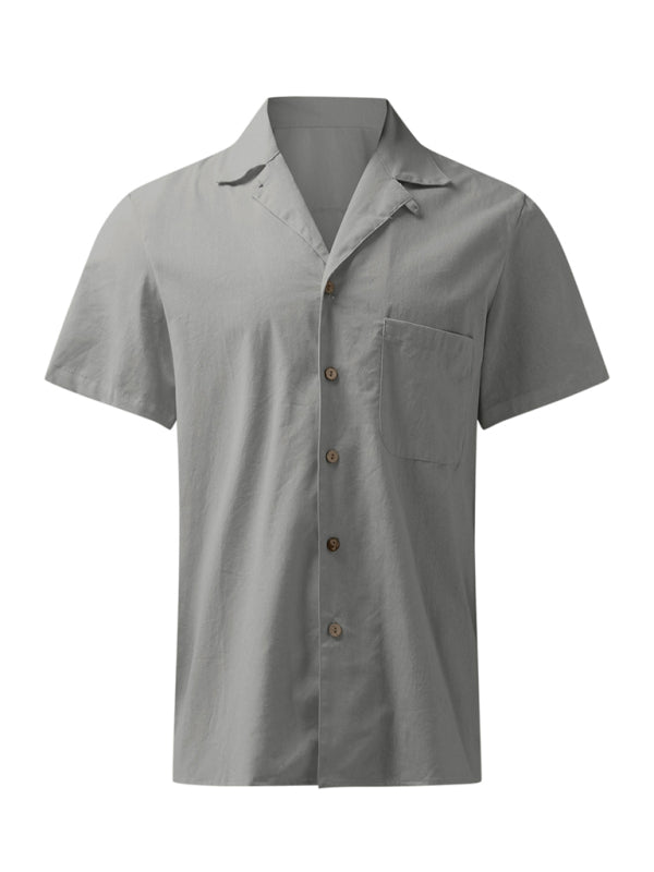Men’s Woven Linen Loose Lapel Shirt