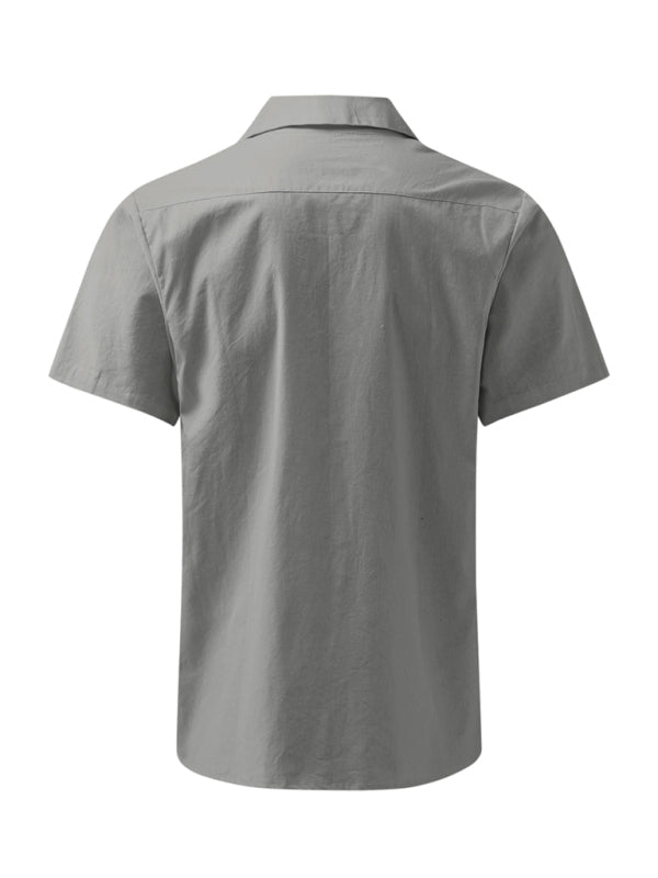 Men’s Woven Linen Loose Lapel Shirt
