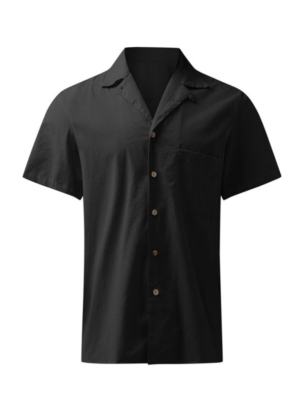 Men’s Woven Linen Loose Lapel Shirt