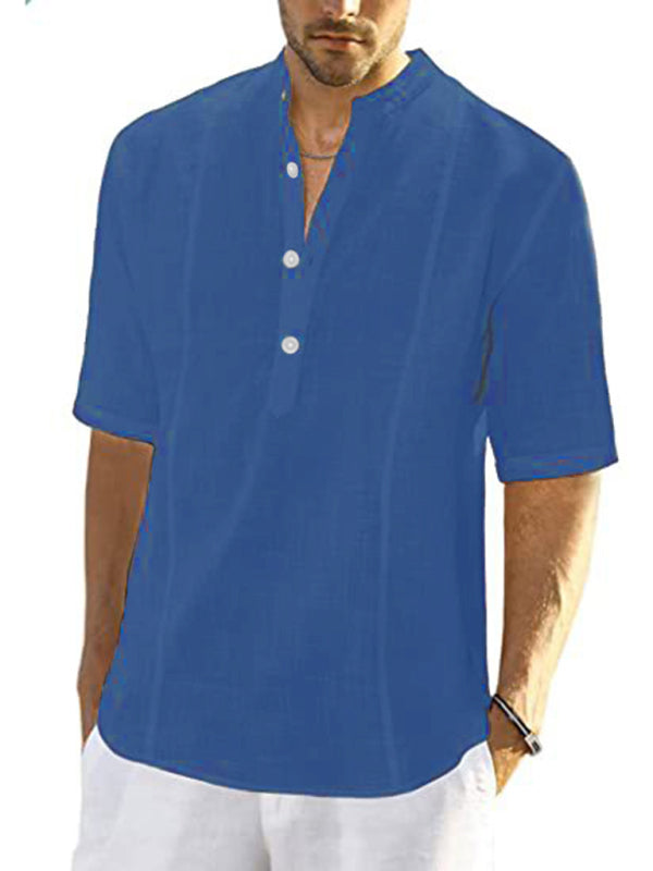 New Arrival Men’s Comfortable Casual Linen Shirt With Long Sleeves - Champlain color / S