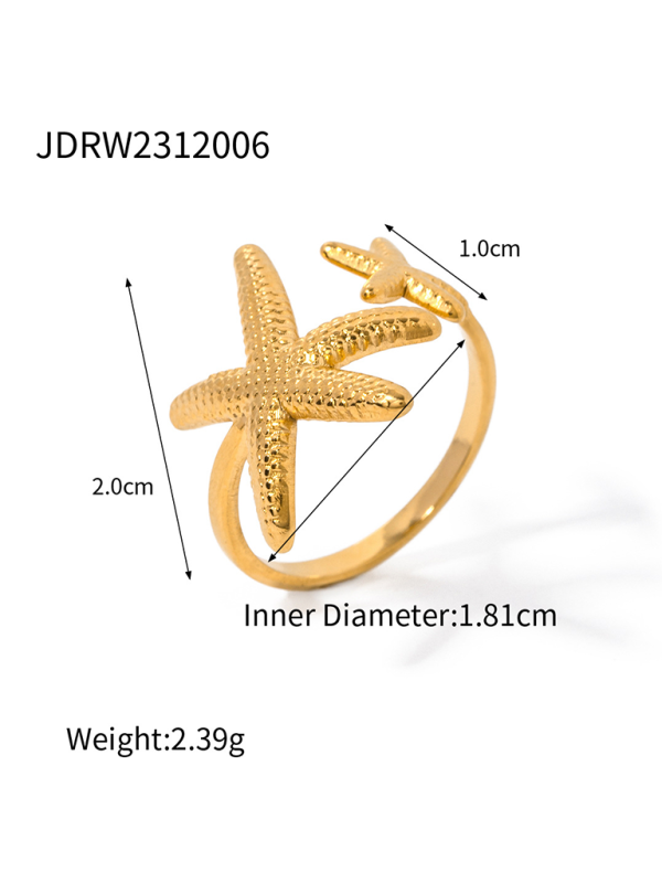 New beach style ocean element shell starfish ring - Pattern1 / FREESIZE