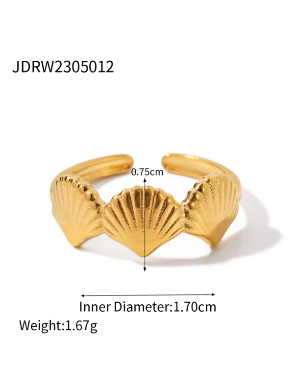 New beach style ocean element shell starfish ring - Pattern4 / FREESIZE