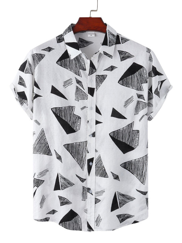 New Casual Beach Shirt Hawaiian Short Sleeve Floral Shirt - White / M