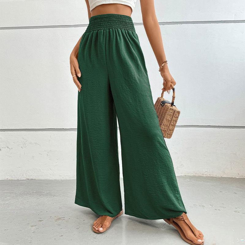 New casual solid color flared wide-leg pants - Green black jasper / S