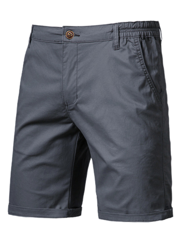 New cotton casual shorts men’s straight slim fit shorts large size solid color men’s clothing - Charcoal grey / 30