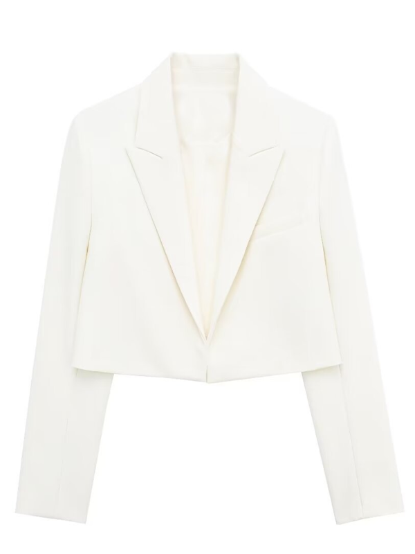 New elegant short long-sleeved suit jacket - Cream / XS