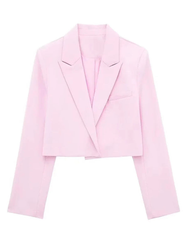 New elegant short long-sleeved suit jacket - Pink / XS