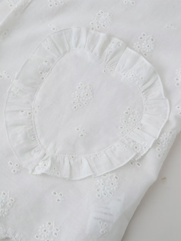 New Embroidered Heart Pocket Women’s Shirt Top
