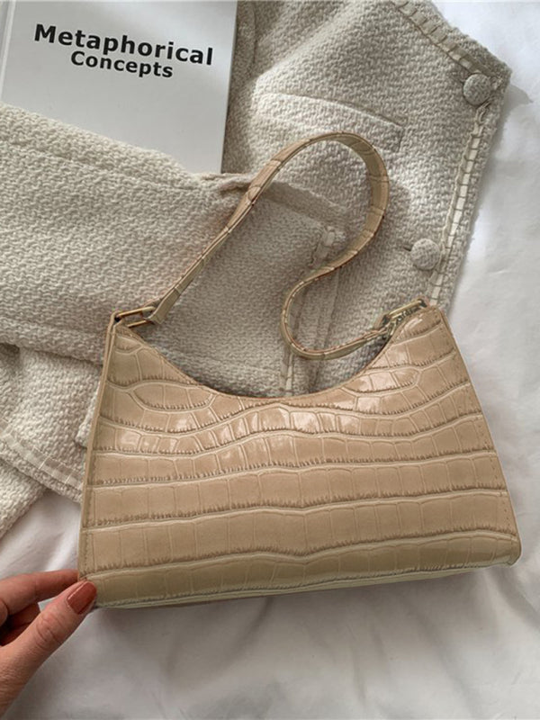 New fashion embossed hand bag temperament stone pattern shoulder bag - Khaki / F
