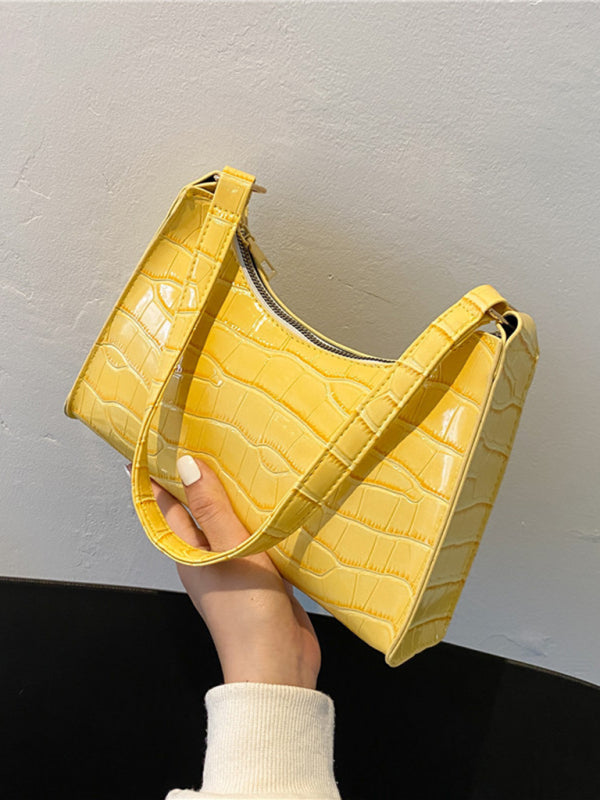 New fashion embossed hand bag temperament stone pattern shoulder bag - Yellow / F