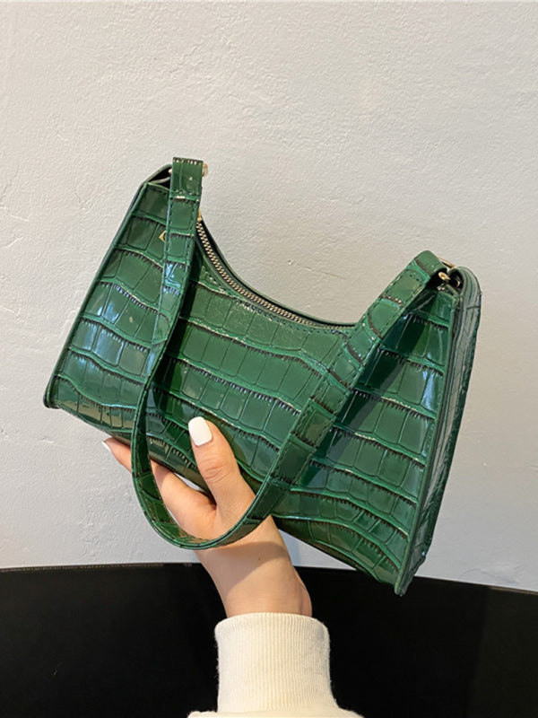 New fashion embossed hand bag temperament stone pattern shoulder bag - Green / F