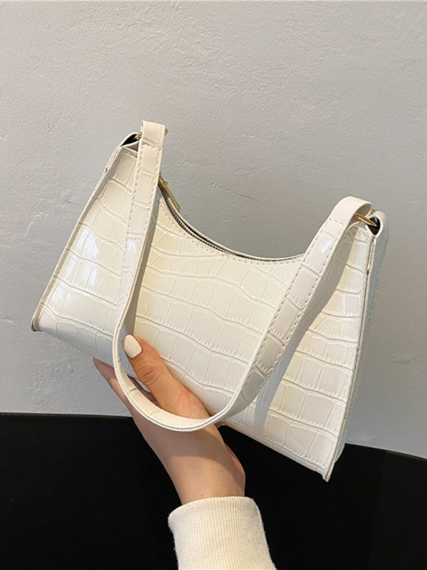 New fashion embossed hand bag temperament stone pattern shoulder bag - White / F