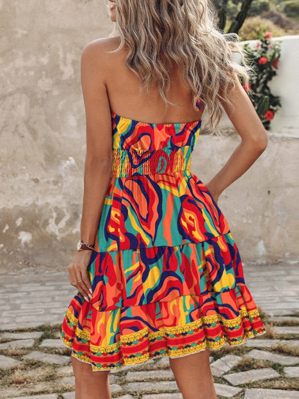 New fashion sexy off-shoulder halterneck women’s dress