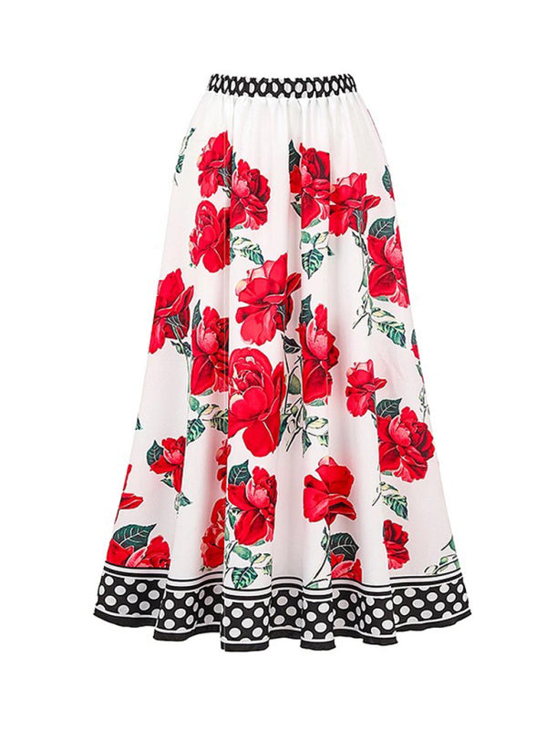 New fashion trend sexy floral print one-piece swimsuit skirt (single piece) - Green black jasper / S