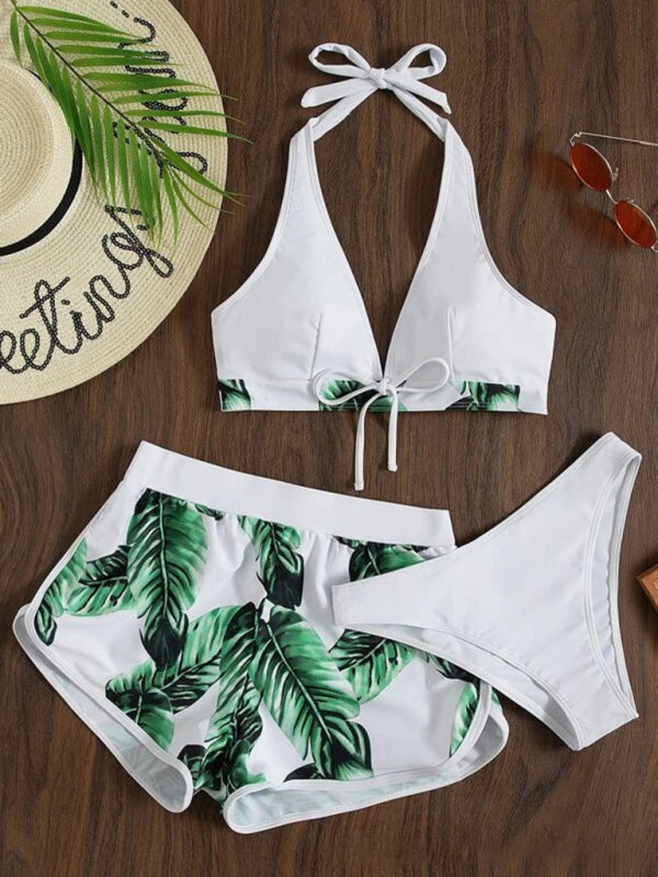 New fashionable multi-color printed sexy bikini three-piece set - Pattern5 / S