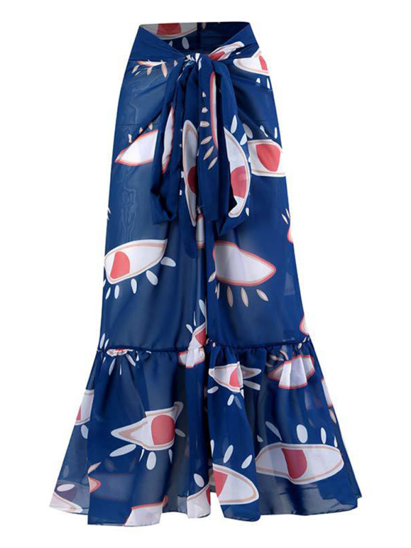 New holiday devil’s eye print beach skirt - Purplish blue navy / FREESIZE
