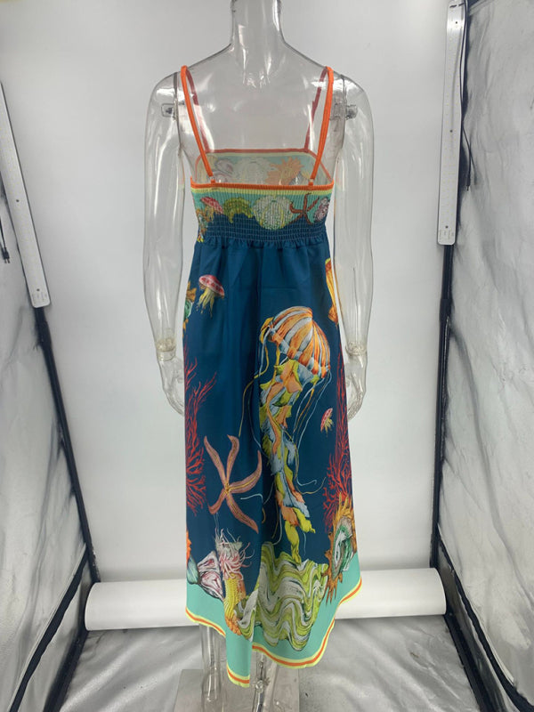 Blue jellyfish-print body print dress from New Holiday Swing Graffiti collection