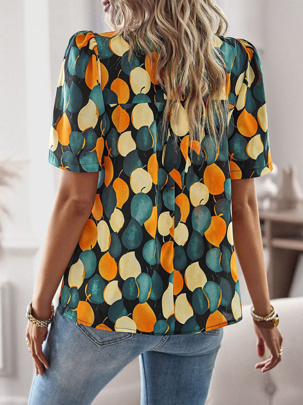 New irregular printing women’s short-sleeved shirt