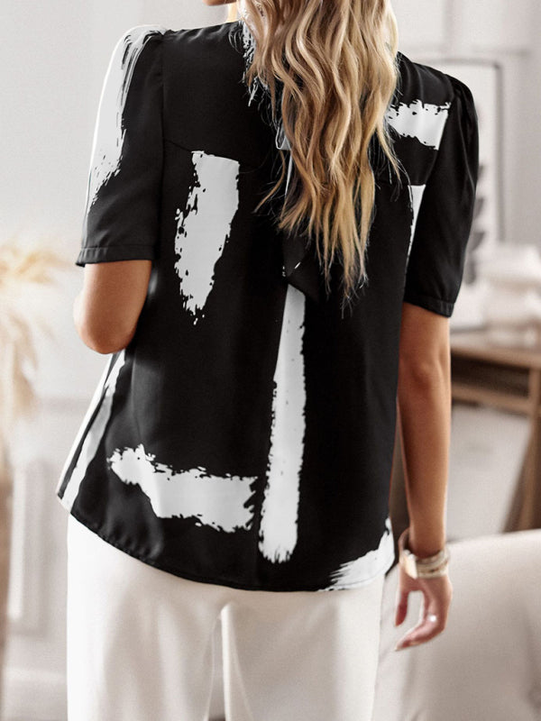 New irregular printing women’s short-sleeved shirt