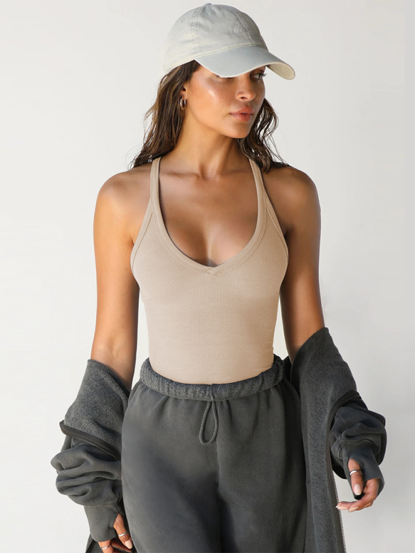 New knitted vest for women sexy slim fit inner top - Cracker khaki / S