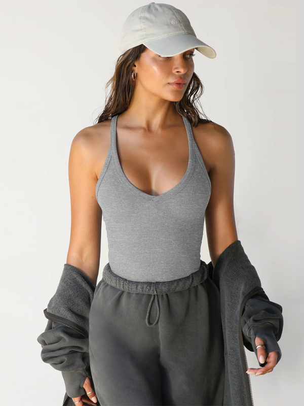 New knitted vest for women sexy slim fit inner top - Flecking gray / S