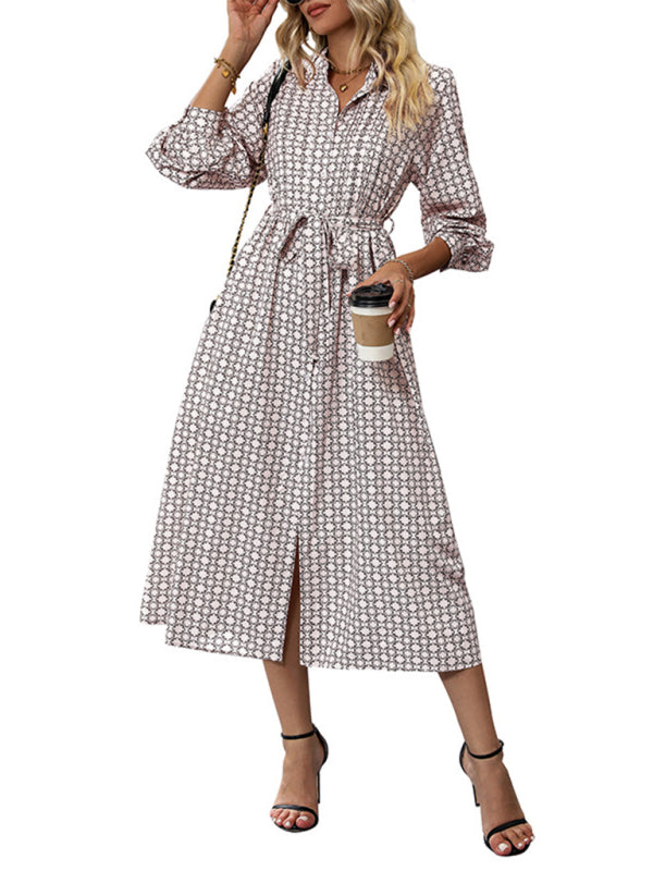 New Ladies Long Sleeve Printed Dress - Closther
