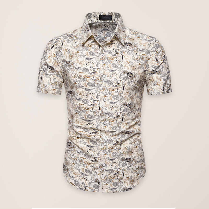 New leisure lapel collar regular sleeve shirt for men - Golden / M