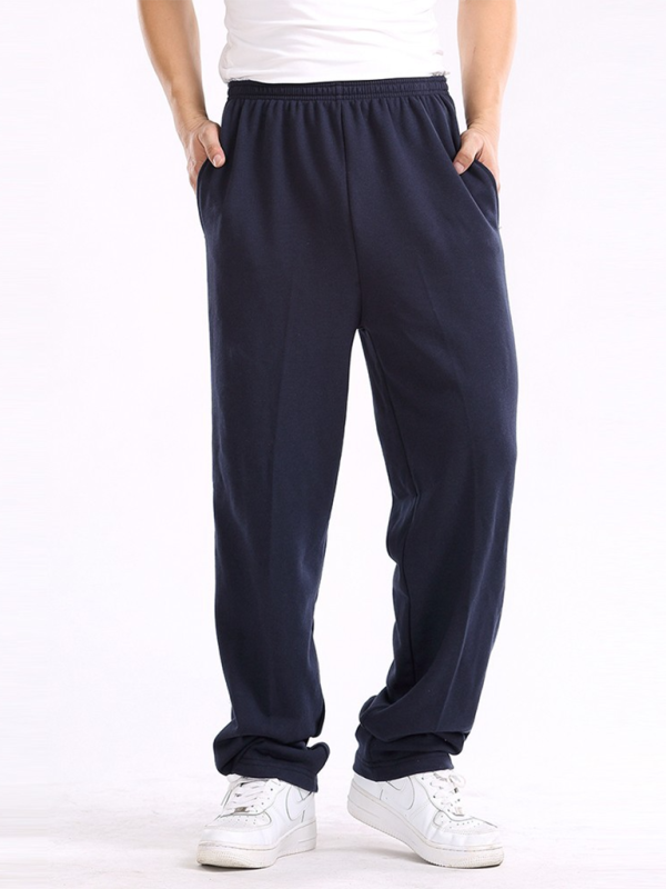 New men’s casual straight solid color loose trousers