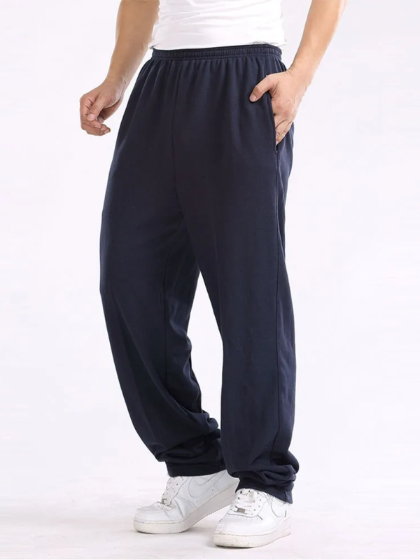 New men’s casual straight solid color loose trousers