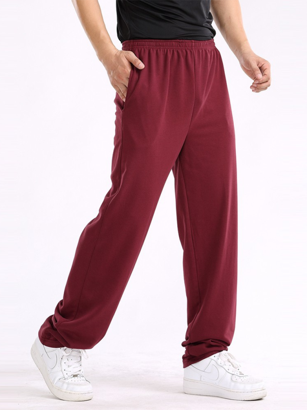 New men’s casual straight solid color loose trousers