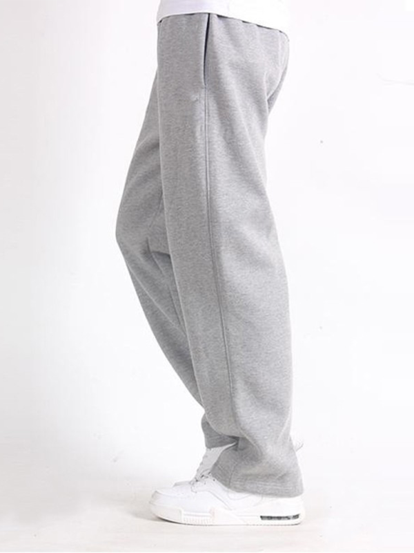 New men’s casual straight solid color loose trousers