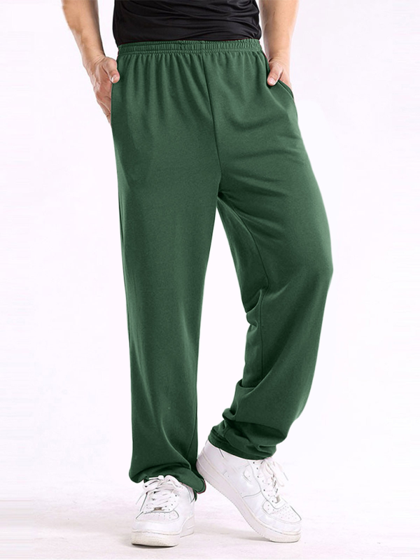 New men’s casual straight solid color loose trousers - Green black jasper / S