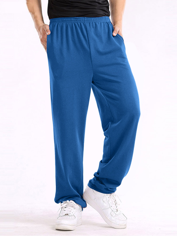 New men’s casual straight solid color loose trousers - Royal blue / S