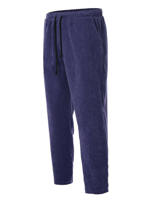 New Men’s Corduroy Loose Casual Straight Cropped Pants