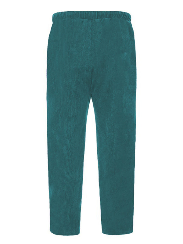 New Men’s Corduroy Loose Casual Straight Cropped Pants