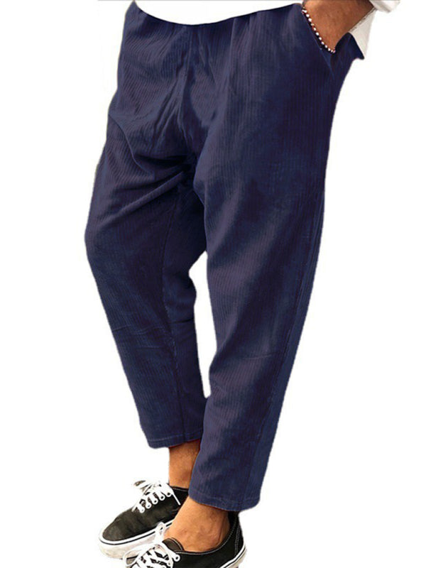 New Men’s Corduroy Loose Casual Straight Cropped Pants