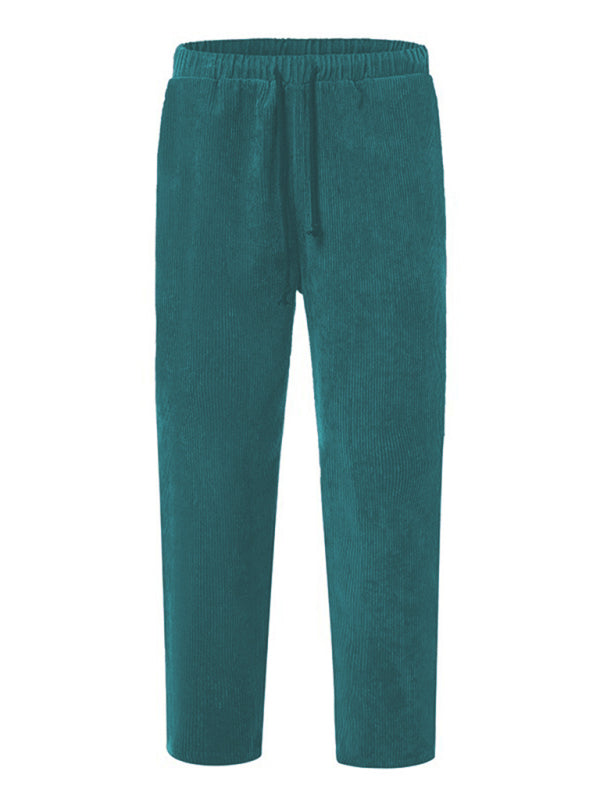 New Men’s Corduroy Loose Casual Straight Cropped Pants