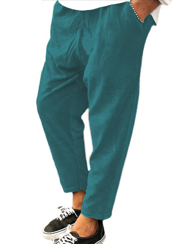 New Men’s Corduroy Loose Casual Straight Cropped Pants