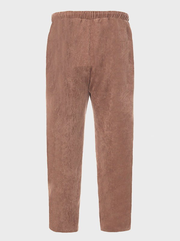 New Men’s Corduroy Loose Casual Straight Cropped Pants