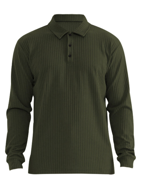 New Men’s Long Sleeve T-Shirt Long Sleeve Lapel Polo Shirt