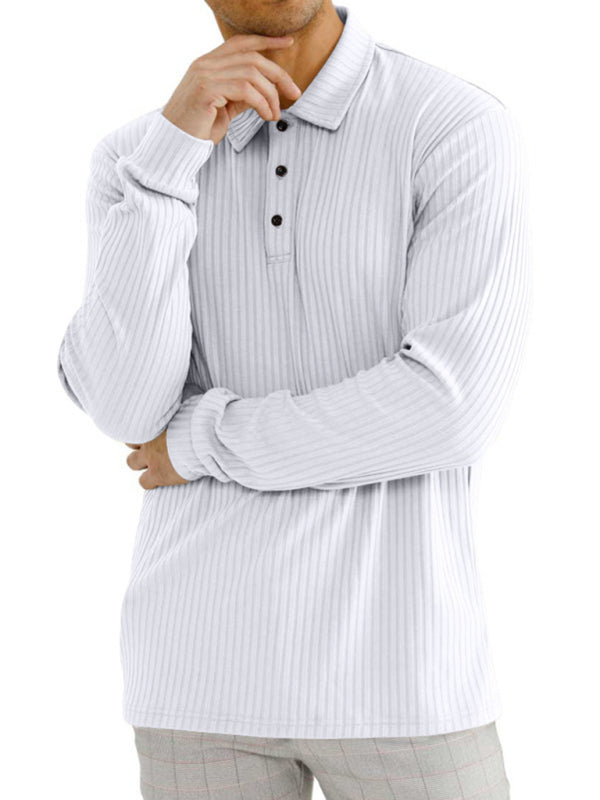 New Men’s Long Sleeve T-Shirt Long Sleeve Lapel Polo Shirt