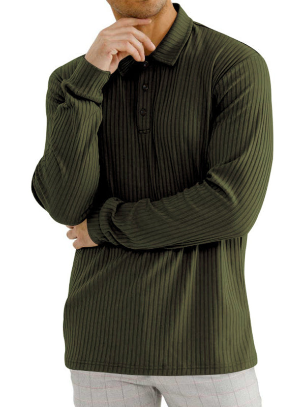 New Men’s Long Sleeve T-Shirt Long Sleeve Lapel Polo Shirt