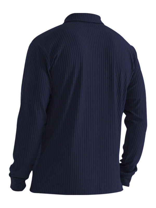 New Men’s Long Sleeve T-Shirt Long Sleeve Lapel Polo Shirt
