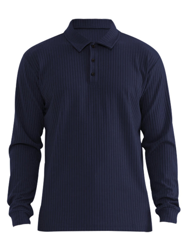 New Men’s Long Sleeve T-Shirt Long Sleeve Lapel Polo Shirt