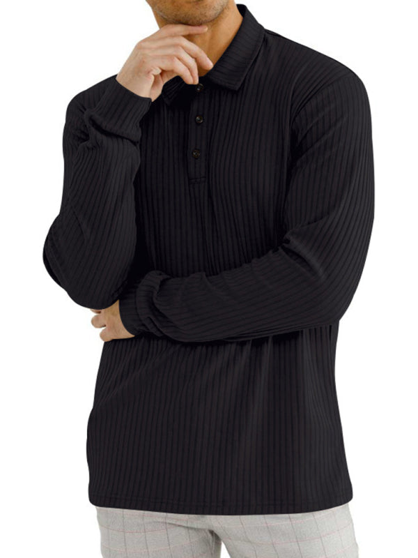 New Men’s Long Sleeve T-Shirt Long Sleeve Lapel Polo Shirt
